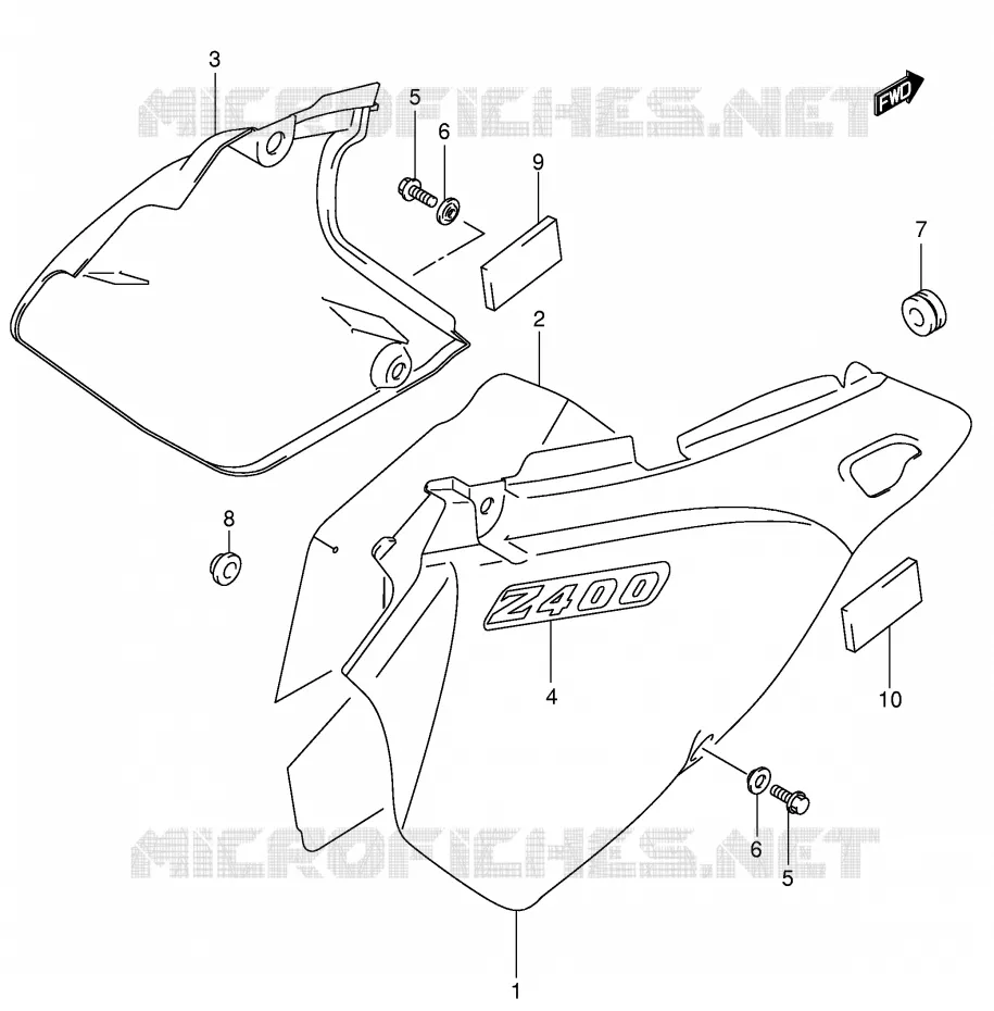 CARENAGES ARRIERE  (MODELE K1) Suzuki MOTO 400 DR-Z 2002  DR-Z400SK2(E2)