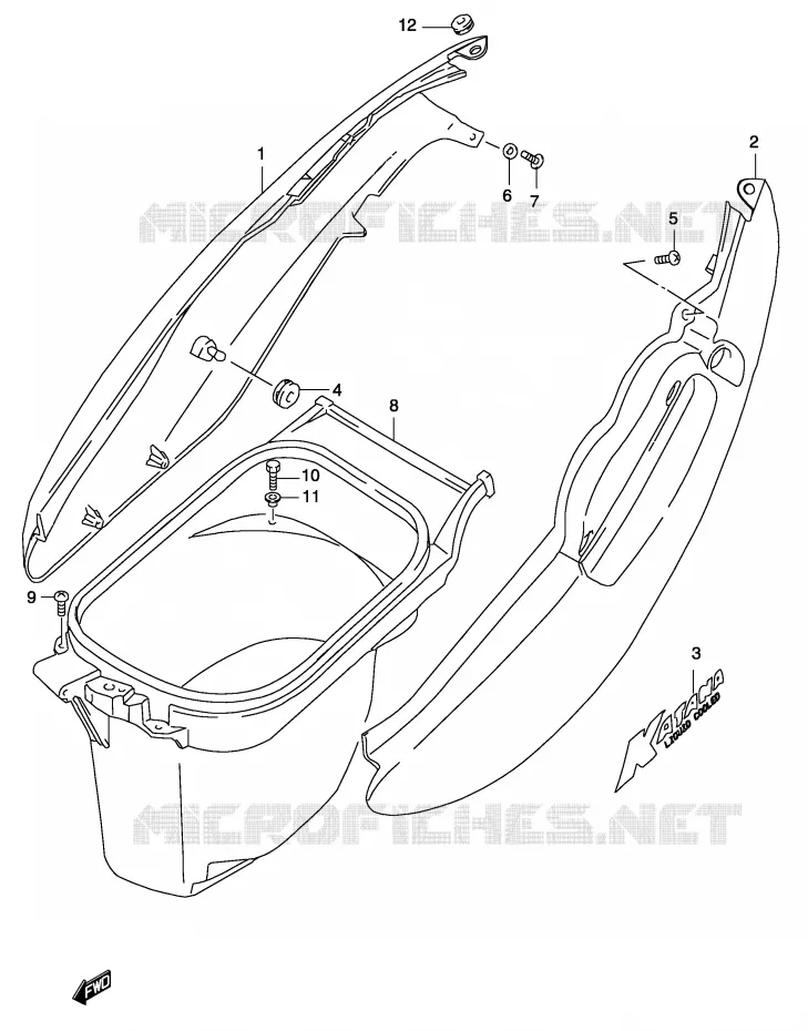 CARENAGES ARRIERE  (MODELE K2) Suzuki SCOOTER 50 KATANA 2003  AY50K3(P19)
