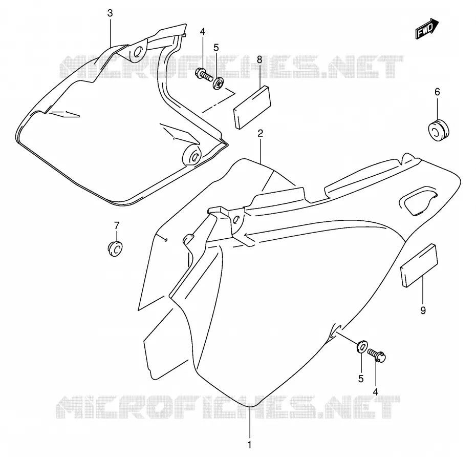 CARENAGES ARRIERE  (MODELE K3/K4) Suzuki MOTO 400 DR-Z 2000  DR-Z400SY(E2)
