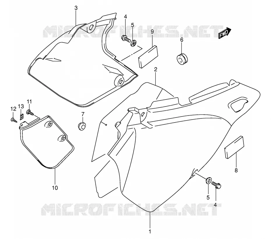 CARENAGES ARRIERE  (MODELE K3/K4) Suzuki MOTO 400 DR-Z 2000  DR-Z400Y(E1)