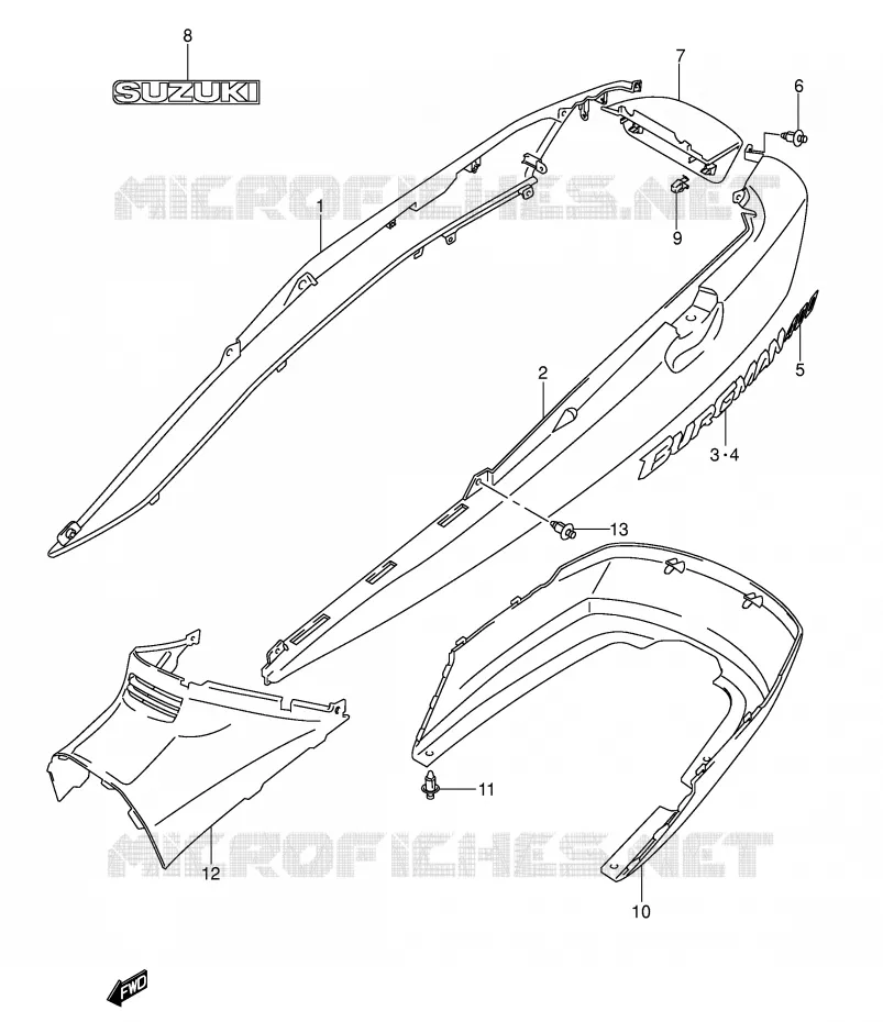 CARENAGES ARRIERE  (MODELE K3) Suzuki SCOOTER 400 BURGMAN 2005  AN400K5(E2)
