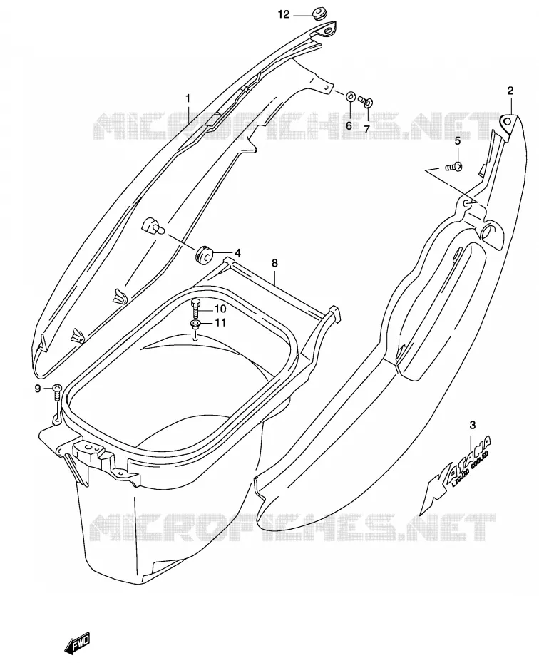 CARENAGES ARRIERE  (MODELE K3) Suzuki SCOOTER 50 KATANA 2003  AY50WSK3(P19)