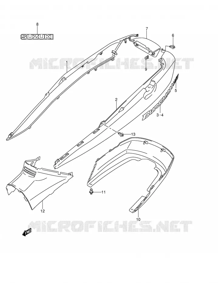 CARENAGES ARRIERE  (MODELE K4) Suzuki SCOOTER 250 BURGMAN 2003  AN250K3(E2)