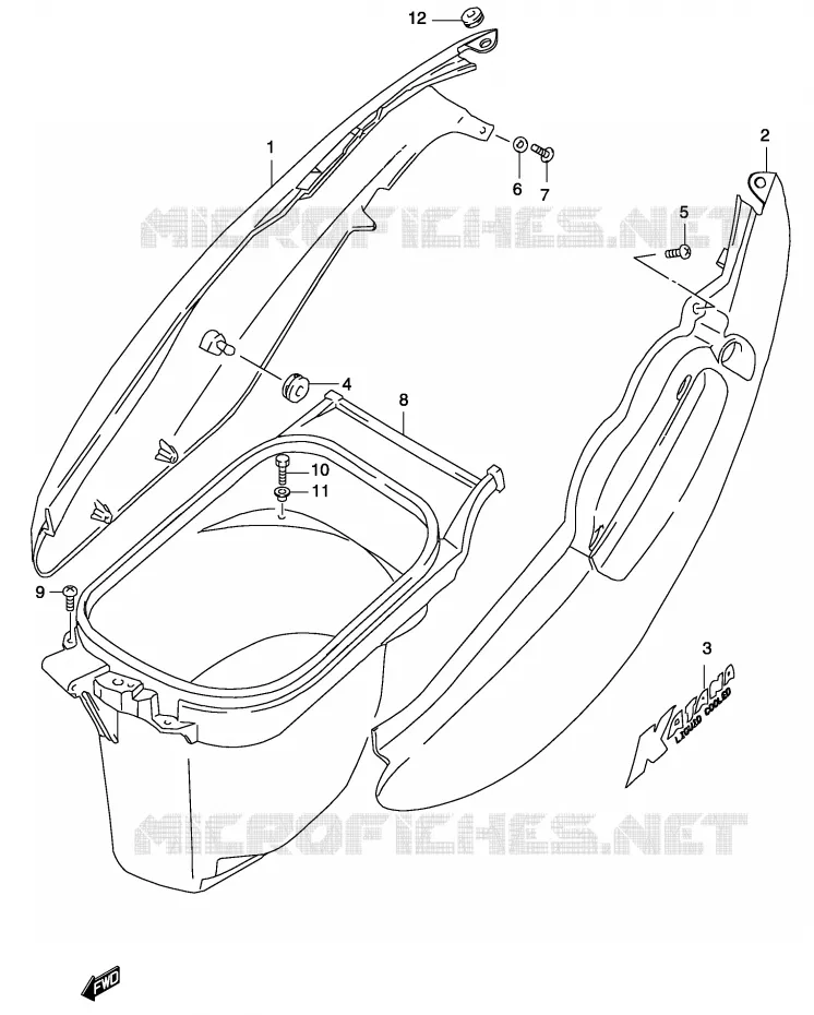 CARENAGES ARRIERE  (MODELE K4) Suzuki SCOOTER 50 KATANA 2003  AY50SK3(P19)