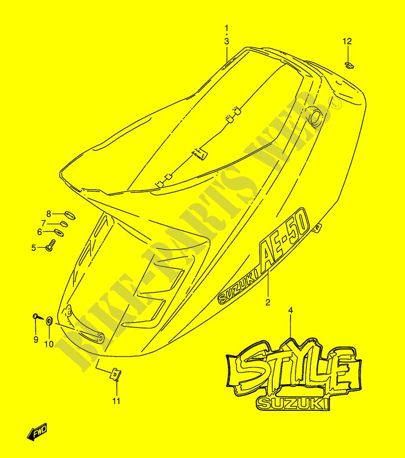 CARENAGES ARRIERE  (MODELE L/M) pour Suzuki AE 50 1992