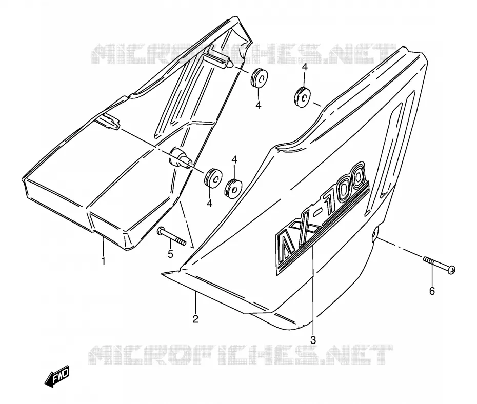 CARENAGES ARRIERE  (MODELE T P9) Suzuki MOTO 100 AP 1996  AX100T(E94)