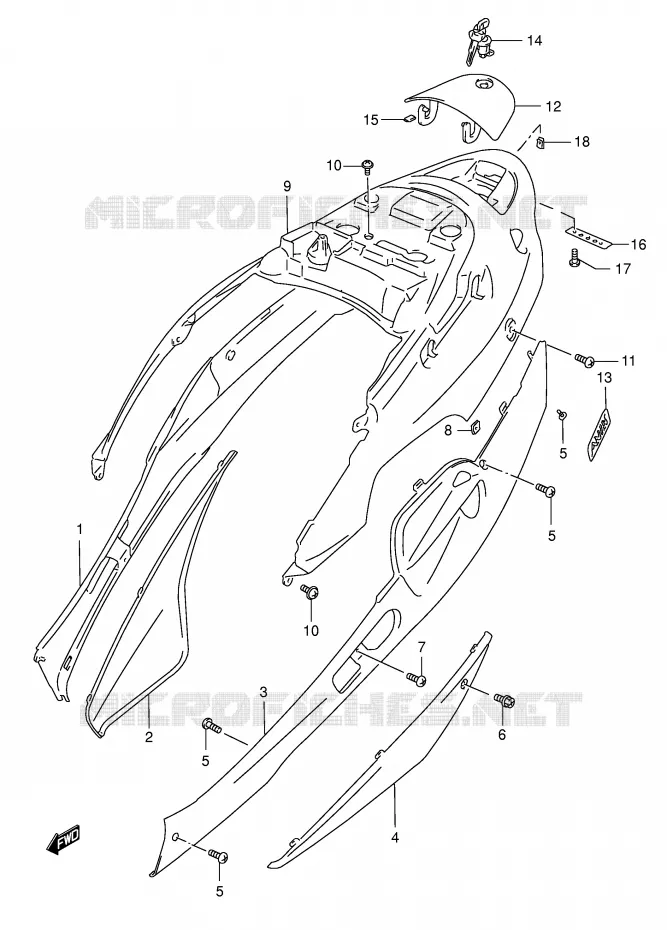CARENAGES ARRIERE  (MODELE T/V) Suzuki SCOOTER 125 BURGMAN 2000  AN125Y(E2)