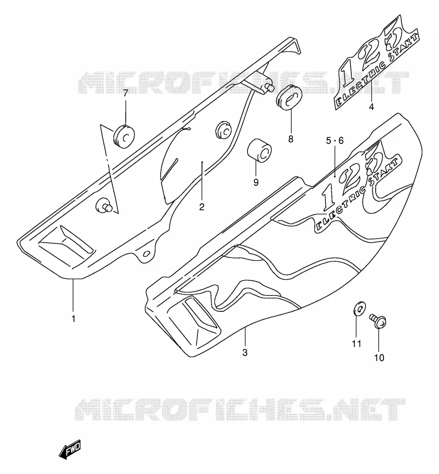 CARENAGES ARRIERE  (MODELE X) Suzuki MOTO 125 DF 2000  DF125EY(E4)