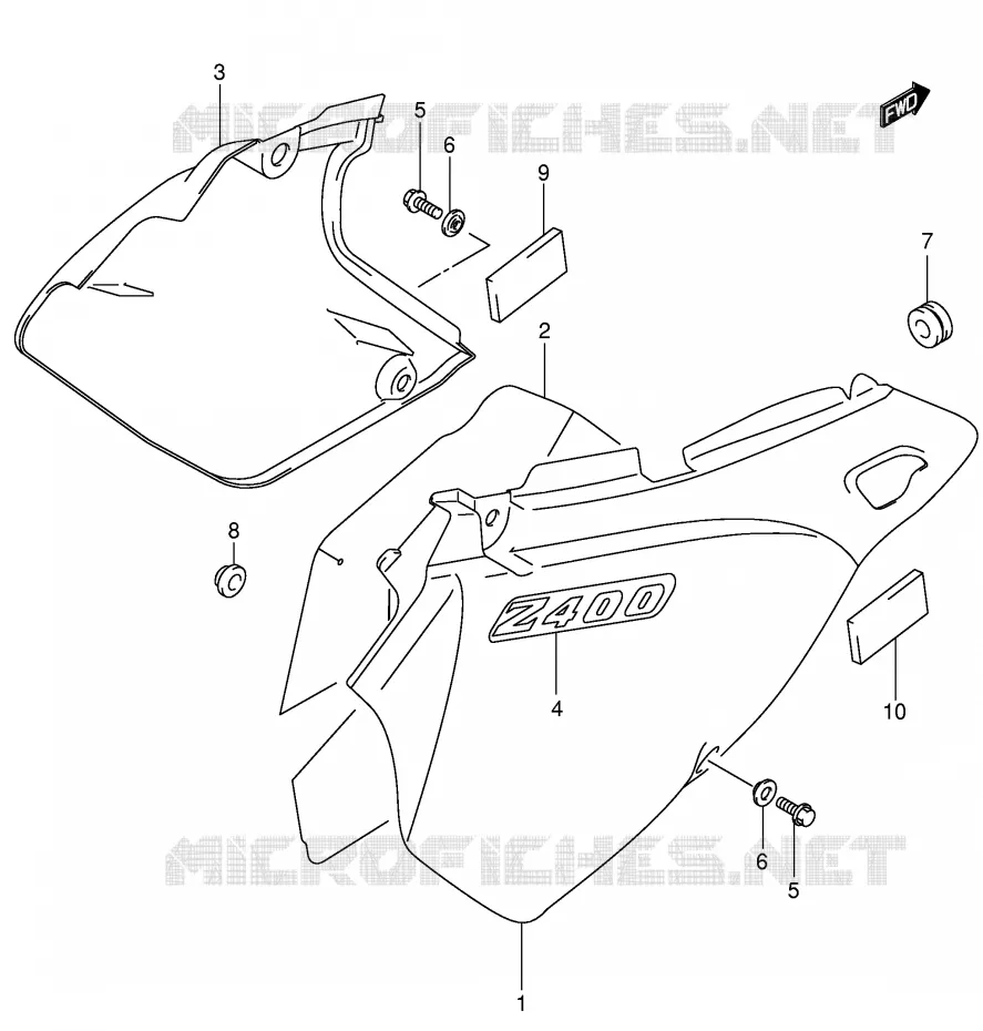 CARENAGES ARRIERE  (MODELE Y) Suzuki MOTO 400 DR-Z 2000  DR-Z400SY(E3/E28)
