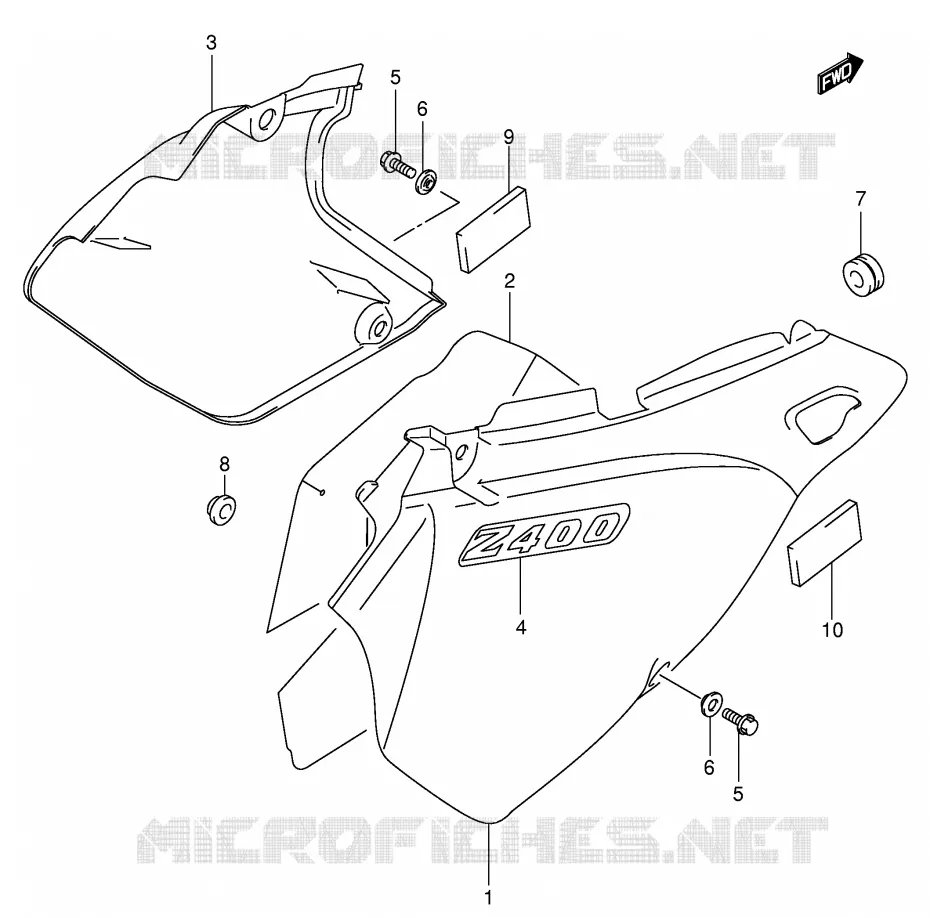 CARENAGES ARRIERE  (MODELE Y) Suzuki MOTO 400 DR-Z 2001  DR-Z400SK1(E2)