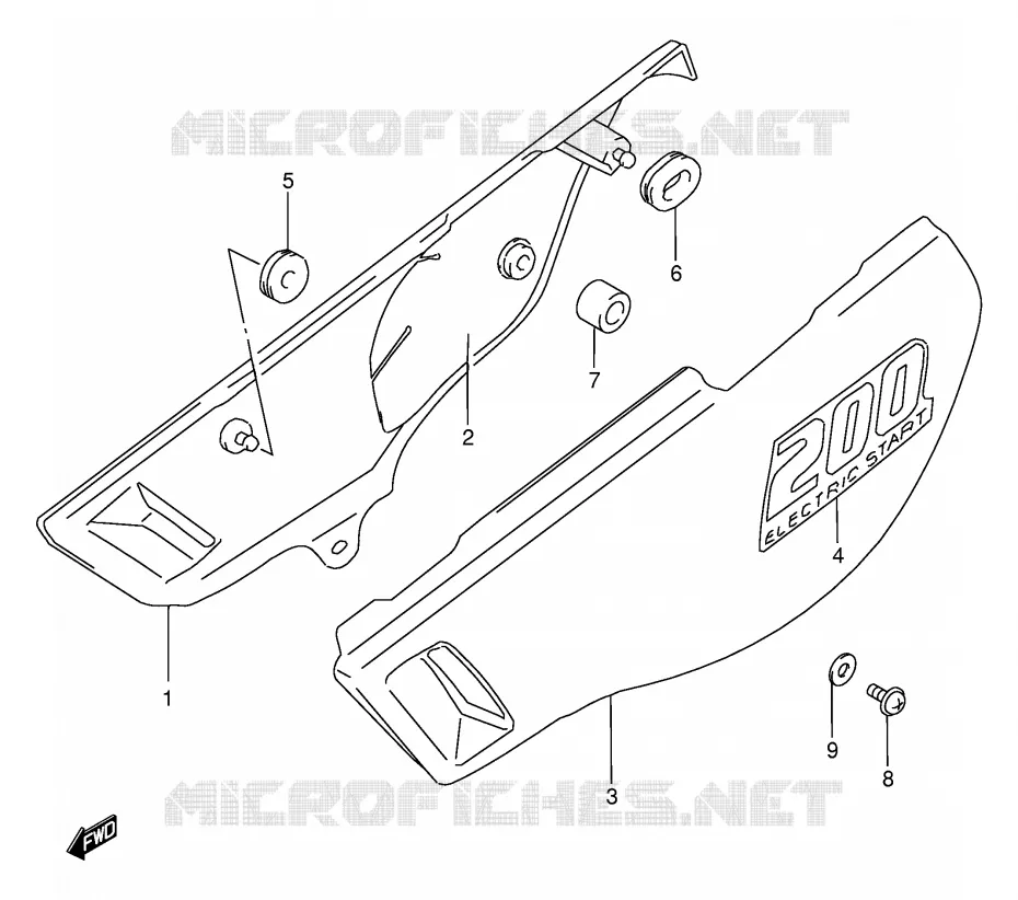 CARENAGES ARRIERE Suzuki MOTO 200 DF 1999  DF200EX(E24)