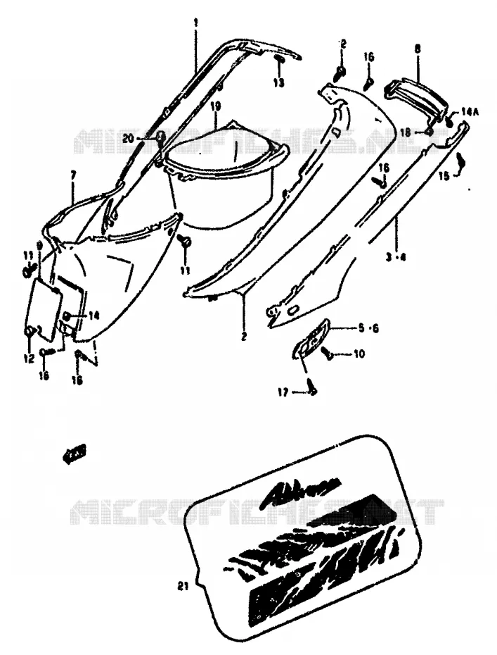 CARENAGES ARRIERE Suzuki SCOOTER 50 ADDRESS 1994  AH50GR(N/R)