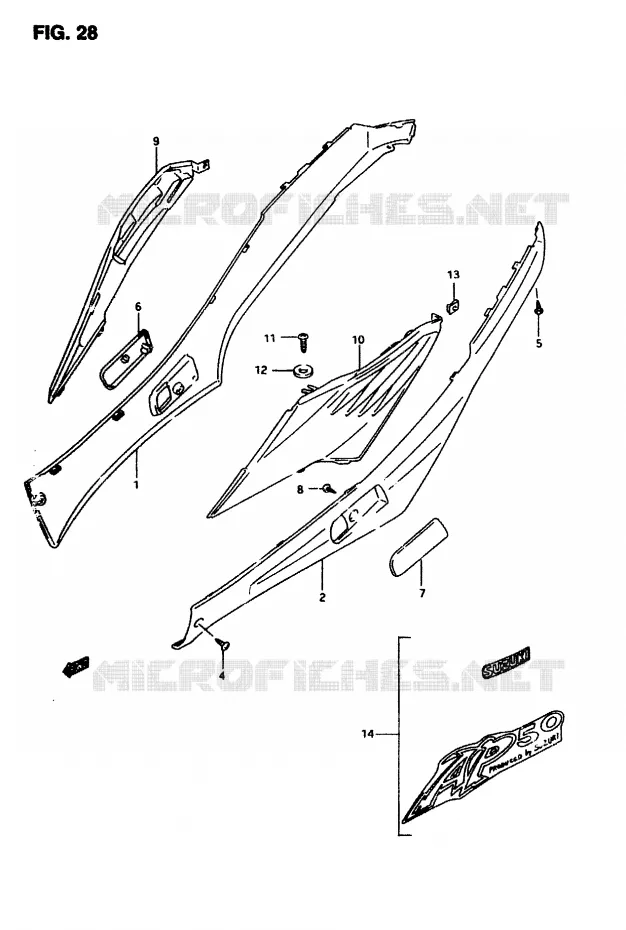 CARENAGES ARRIERE Suzuki SCOOTER 50 AP 1996  AP50RFT(T/7/V)