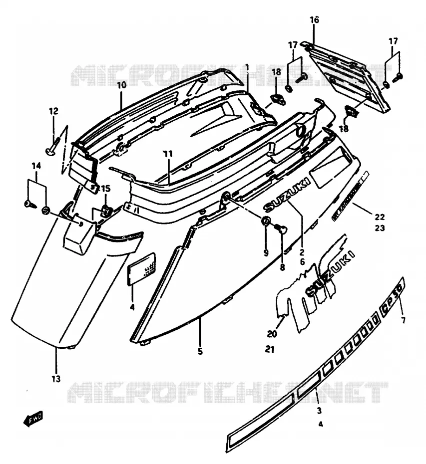CARENAGES ARRIERE Suzuki SCOOTER 50 CP 1991  CP50CHFM