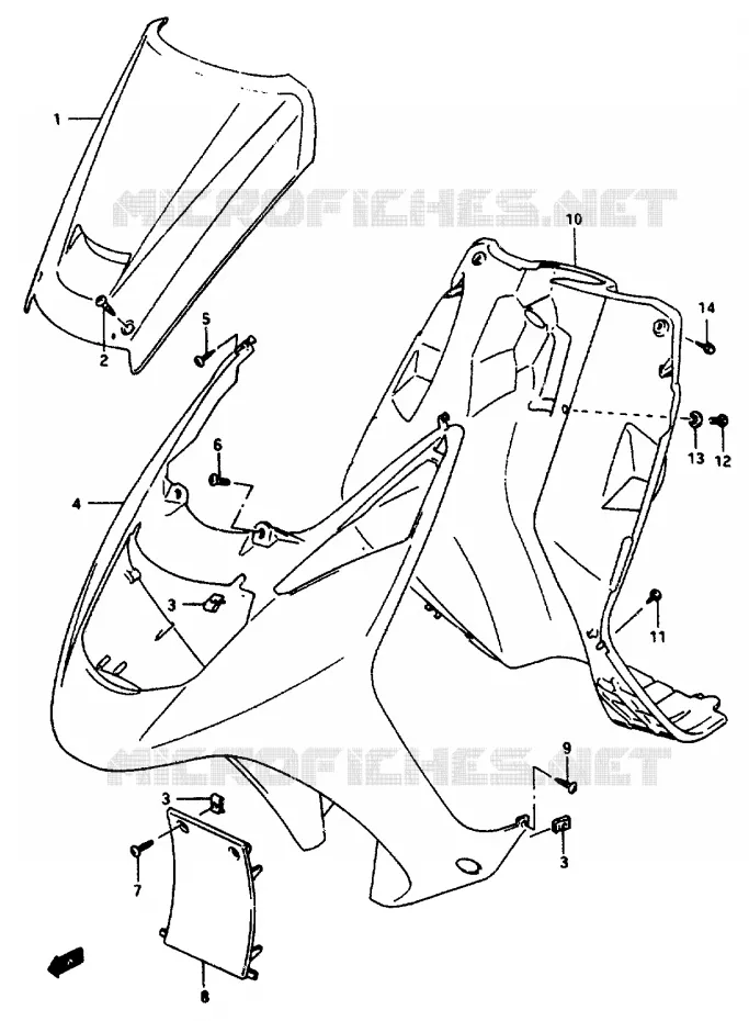 CARENAGES AVANT Suzuki SCOOTER 50 AP 1996  AP50T(R/S/T)