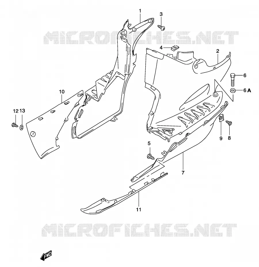 CARENAGES INFERIEUR (MODELE K4) Suzuki SCOOTER 50 KATANA 2002  AY50K2(P19)