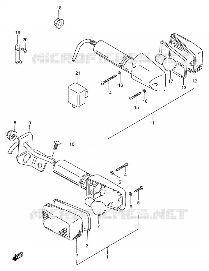 CLIGNOTANTS (MODELE T) Suzuki MOTO 200 DF 1997  DF200EV