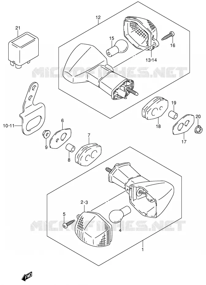 CLIGNOTANTS (MODELE Y/K1) Suzuki MOTO 400 DR-Z 2000  DR-Z400SY(E2)