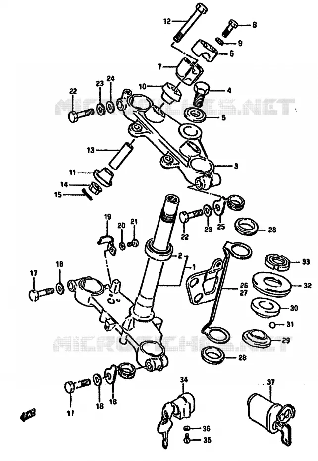 COLONNE DE DIRECTION Suzuki MOTO 125 DR 1988  DR125SJ(F/H/J)