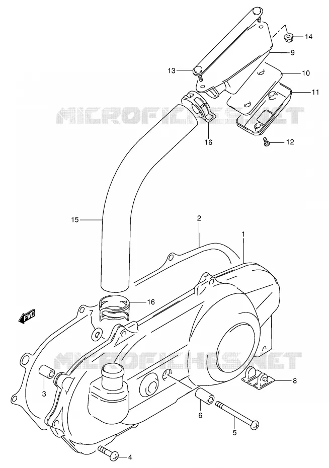 COUVERCLE DE CARTER GAUCHE Suzuki SCOOTER 100 ADDRESS 2000  AG100Y(E71)