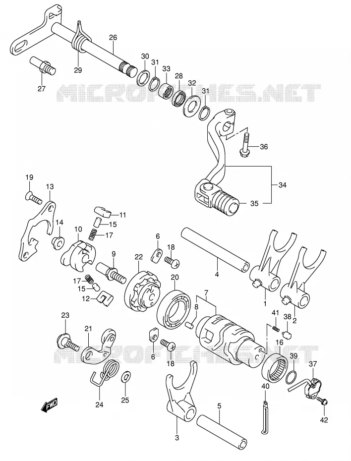 ENSEMBLE DE SELECTION DE VITESSES Suzuki MOTO 400 DR-Z 2005  DR-Z400SK5(E2)