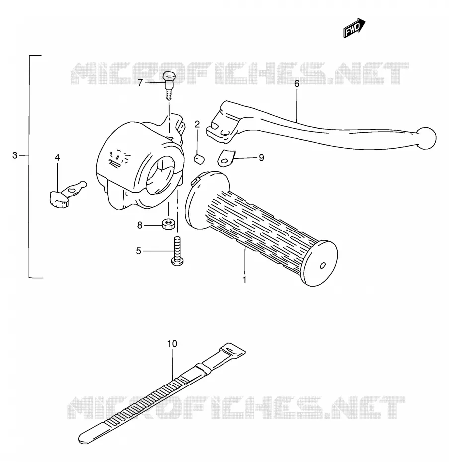 ENSEMBLE LEVIER - COMMODO DROIT Suzuki MOTO 120 BX 1995  BX120S(P97)