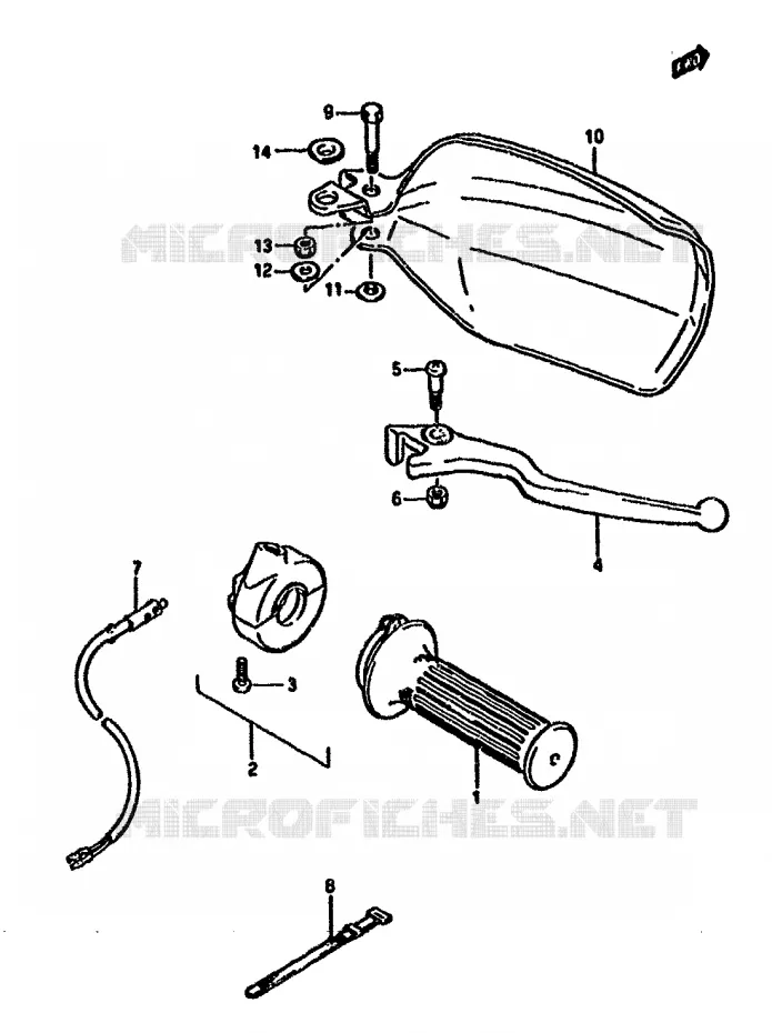 ENSEMBLE LEVIER - COMMODO DROIT Suzuki MOTO 125 DR 1985  DR125SF(F/H/J)