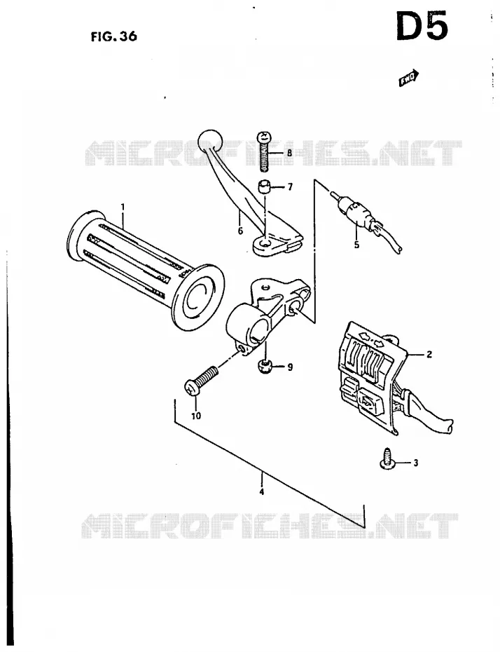 ENSEMBLE LEVIER - COMMODO GAUCHE FOR P02, P04, P16, P18, P25, P39, P41 Suzuki SCOOTER 50 CP 1995  CP50CHFS
