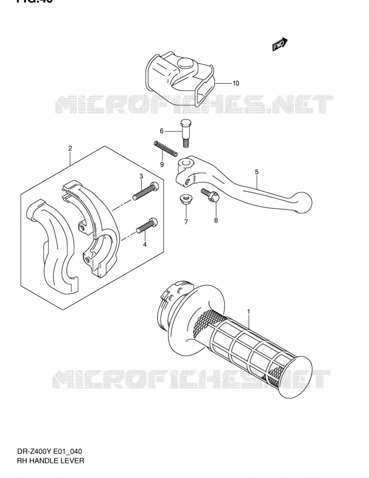 ENSEMBLE LEVIER - POIGNEE DROITE (SANS E24) Suzuki MOTO 400 DR-Z 2000  DR-Z400Y(E1)