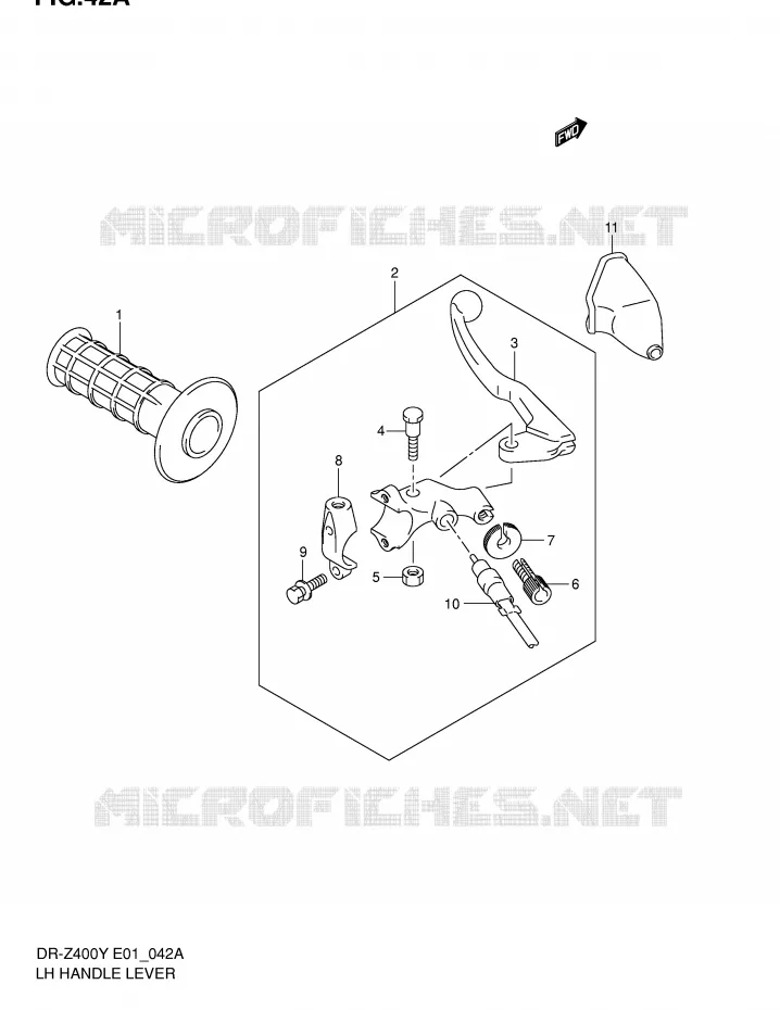ENSEMBLE LEVIER - POIGNEE GAUCHE (DR-Z400EY/EK1/EK2/EK3/EK4 E24) Suzuki MOTO 400 DR-Z 2000  DR-Z400EY(E1)