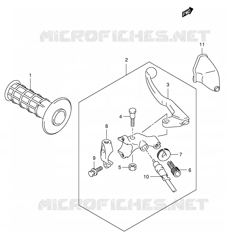 ENSEMBLE LEVIER - POIGNEE GAUCHE Suzuki MOTO 400 DR-Z 2000  DR-Z400SY(E2)