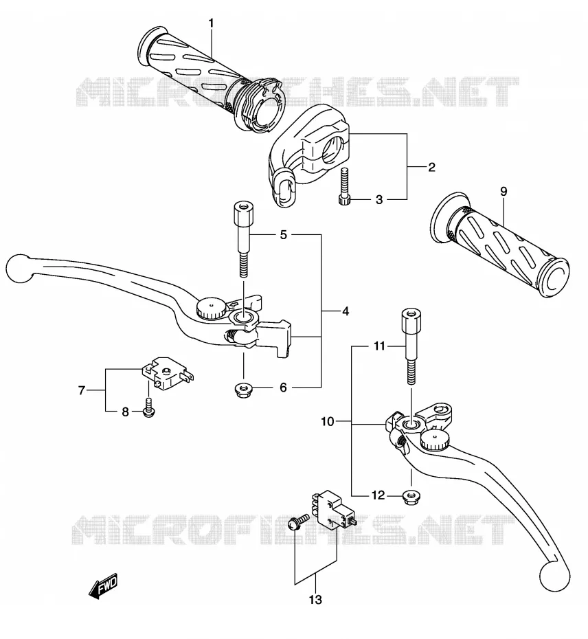 ENSEMBLE LEVIERS - POIGNEES Suzuki MOTO 1000 V-STROM 2003  DL1000K3(E2)