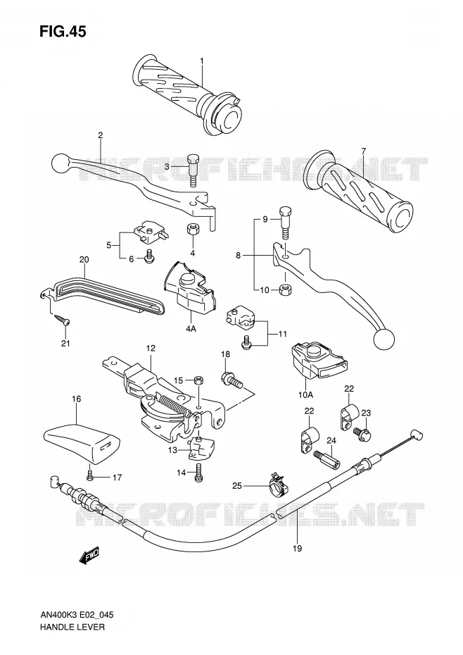 ENSEMBLE LEVIERS - POIGNEES Suzuki SCOOTER 400 BURGMAN 2006  AN400SK6(E2)
