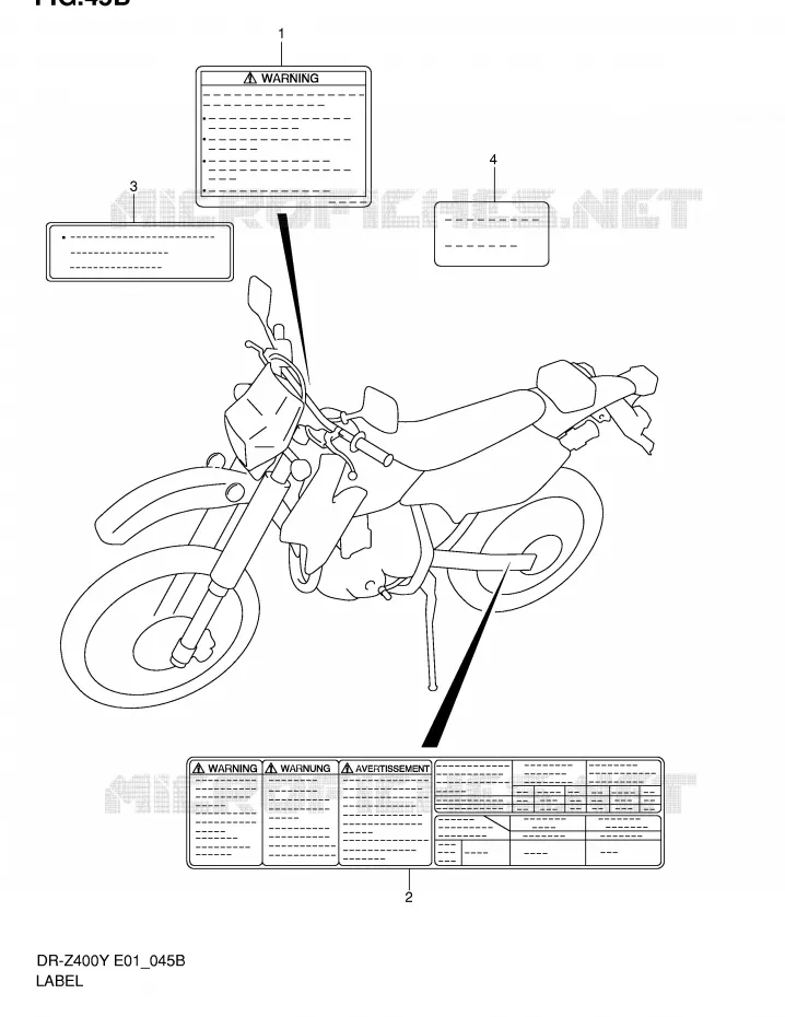 ETIQUETTE (MODELE K2/K3/K4) Suzuki MOTO 400 DR-Z 2001  DR-Z400K1(E1)