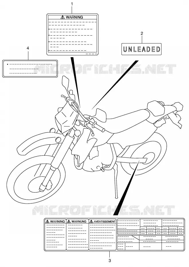 ETIQUETTE (MODELE Y) Suzuki MOTO 400 DR-Z 2002  DR-Z400K2(E1)