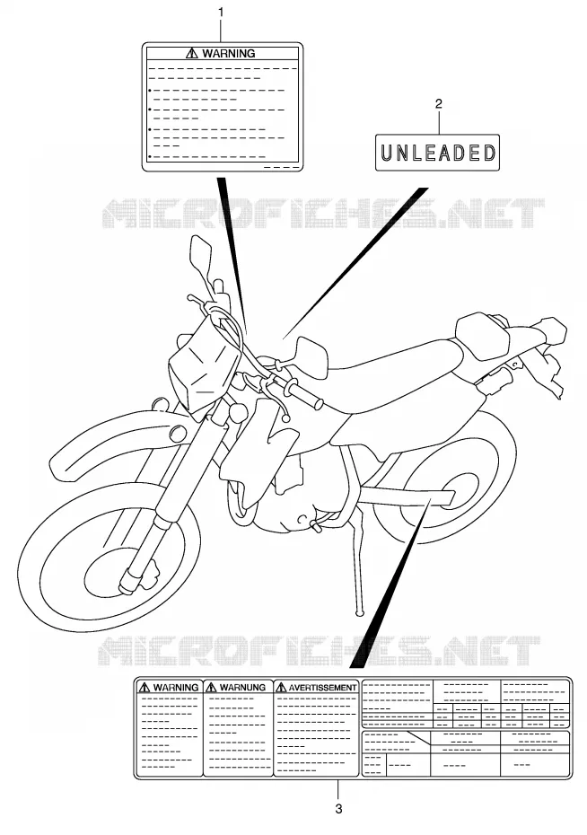 ETIQUETTE (MODELE Y) Suzuki MOTO 400 DR-Z 2003  DR-Z400SK3(E2)