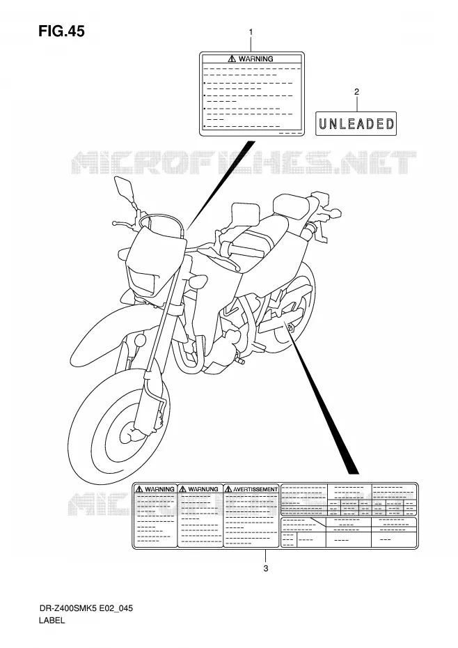 ETIQUETTE Suzuki MOTO 400 DR-Z 2006  DR-Z400SMUK6(E2)