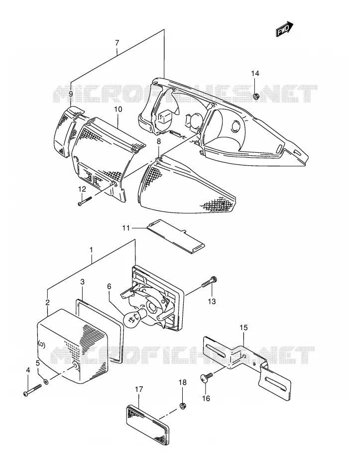 FEU ARRIERE Suzuki SCOOTER 50 AE 1999  AE50RX(E28)
