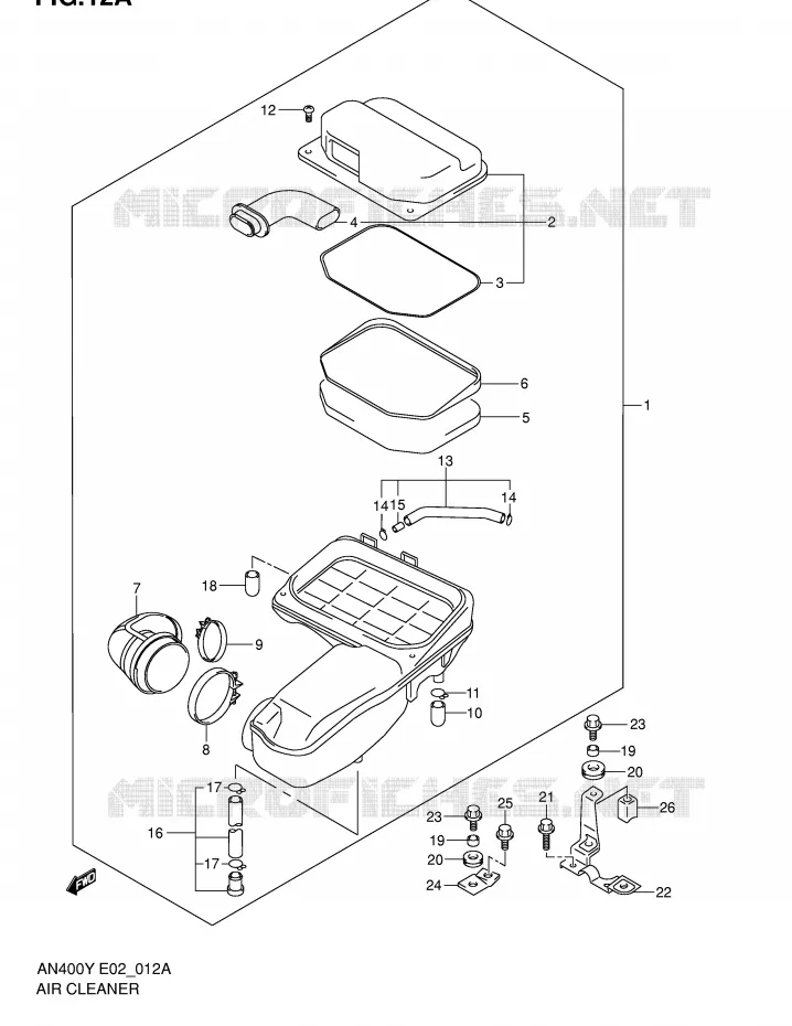 FILTRE A AIR (MODELE K1/K2) Suzuki SCOOTER 400 BURGMAN 2000  AN400RY(E2)