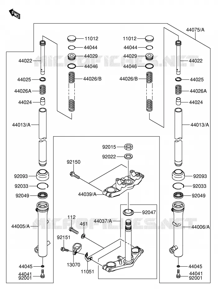 FOURCHE AVANT Suzuki MOTO 110 DR-Z 2004  DR-Z110K4(E24)