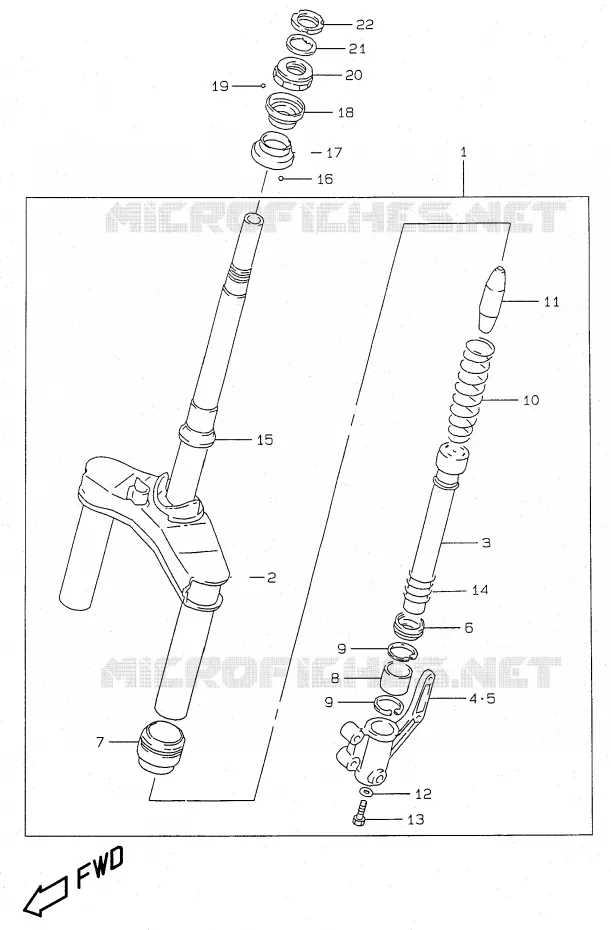 FOURCHE AVANT Suzuki SCOOTER 50 KATANA 2000  AY50WY(V/W/X/Y)