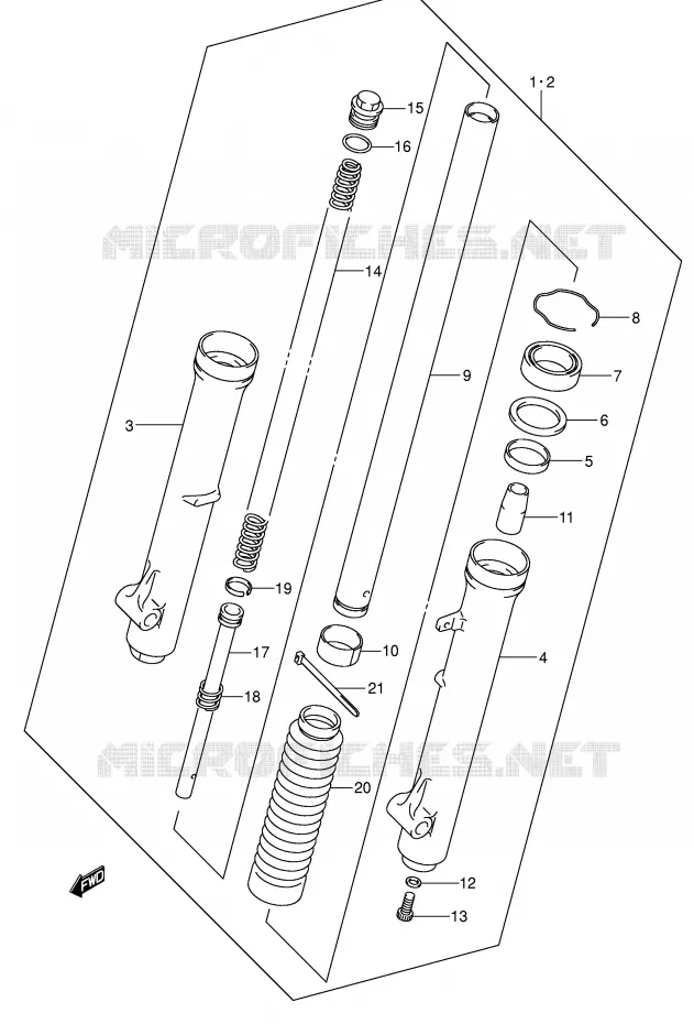 FOURCHE (DR-Z125K3/K4/K5/K6/K7) Suzuki MOTO 125 DR-Z 2004  DR-Z125K4(E3/E28)