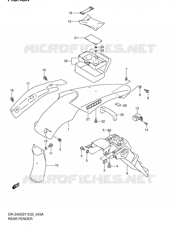 GARDE BOUE ARRIERE (MODELE K2/K3) Suzuki MOTO 400 DR-Z 2001  DR-Z400SK1(E2)