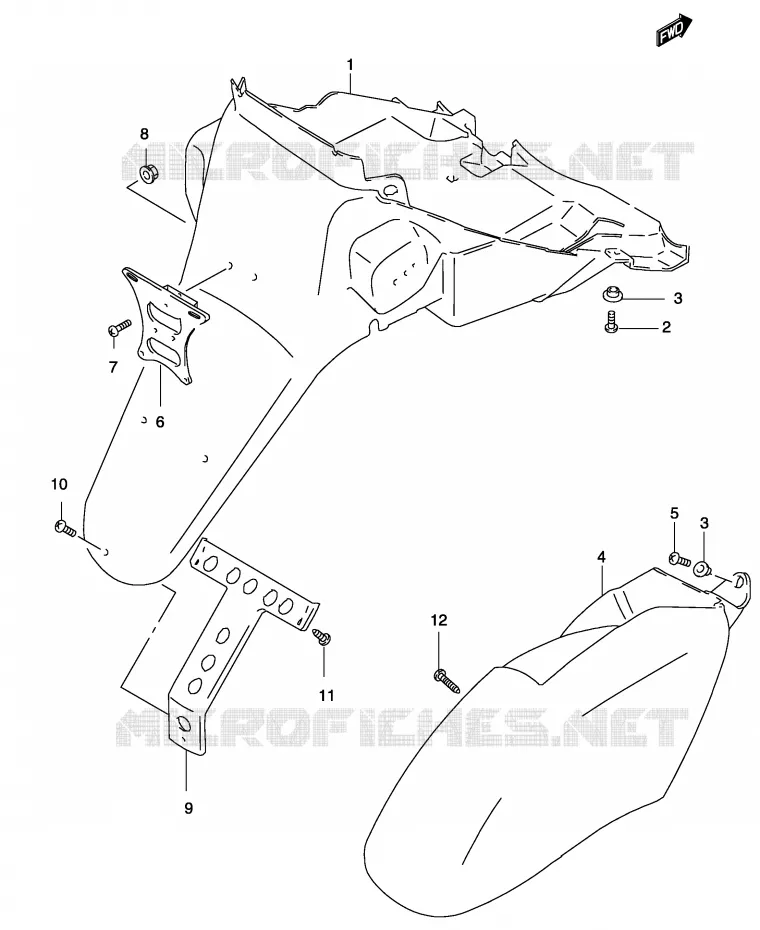 GARDE BOUE ARRIERE (MODELE K3/K4) Suzuki SCOOTER 50 KATANA 2003  AY50K3(P19)