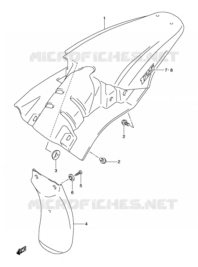 GARDE BOUE ARRIERE (MODELE K3) Suzuki MOTO 125 DR-Z 2004  DR-Z125LK4(E3/E28)