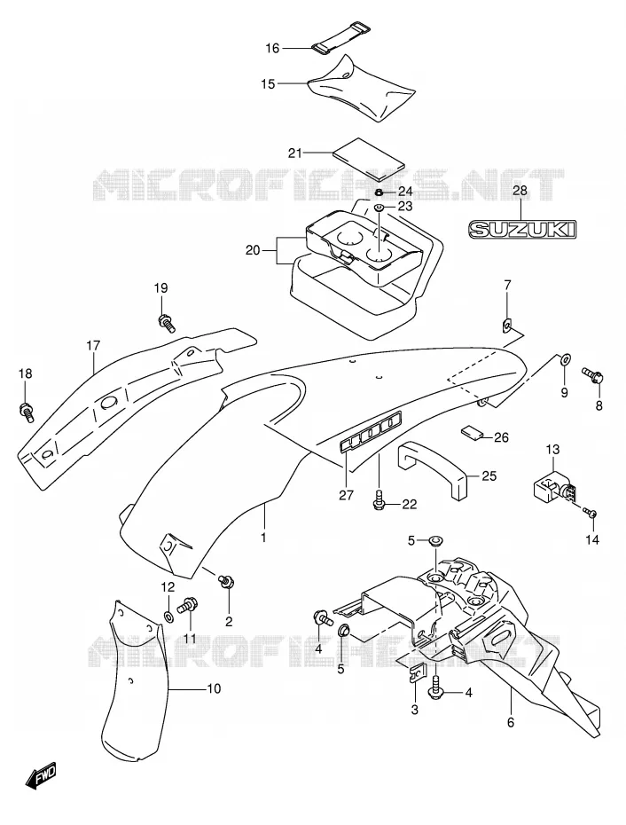 GARDE BOUE ARRIERE (MODELE K4) Suzuki MOTO 400 DR-Z 2003  DR-Z400SK3(E2)