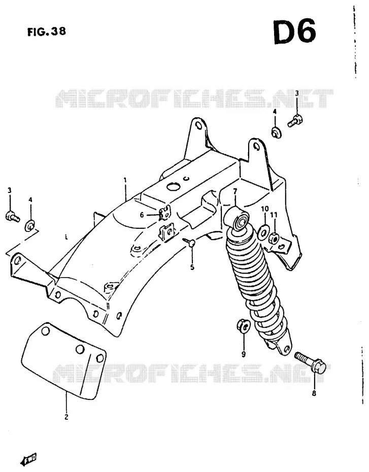 GARDE BOUE ARRIERE Suzuki SCOOTER 50 CP 1995  CP50CHFS