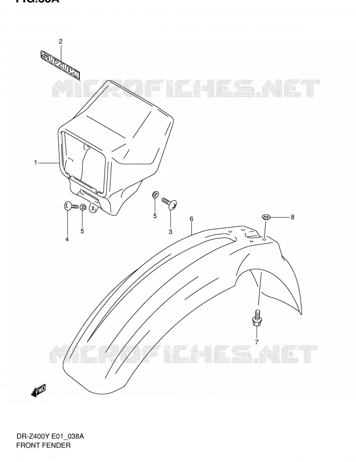 GARDE BOUE AVANT (DR-Z400EY/EK1 E24) Suzuki MOTO 400 DR-Z 2000  DR-Z400EY(E1)