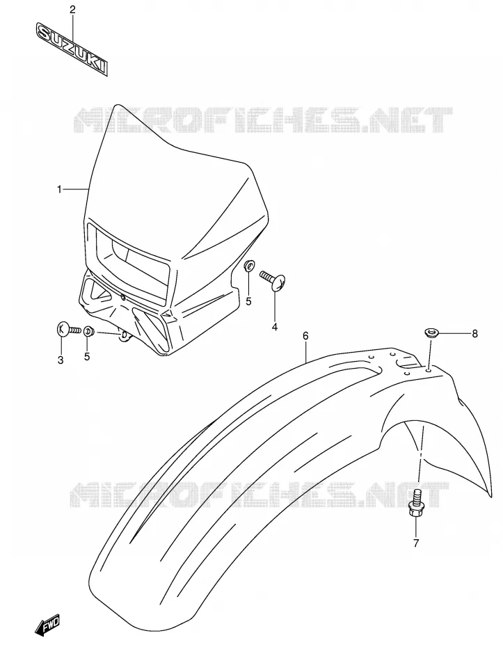 GARDE BOUE AVANT (MODELE K2) Suzuki MOTO 400 DR-Z 2001  DR-Z400SK1(E3/E28)