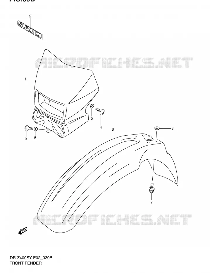 GARDE BOUE AVANT (MODELE K2) Suzuki MOTO 400 DR-Z 2003  DR-Z400SK3(E2)
